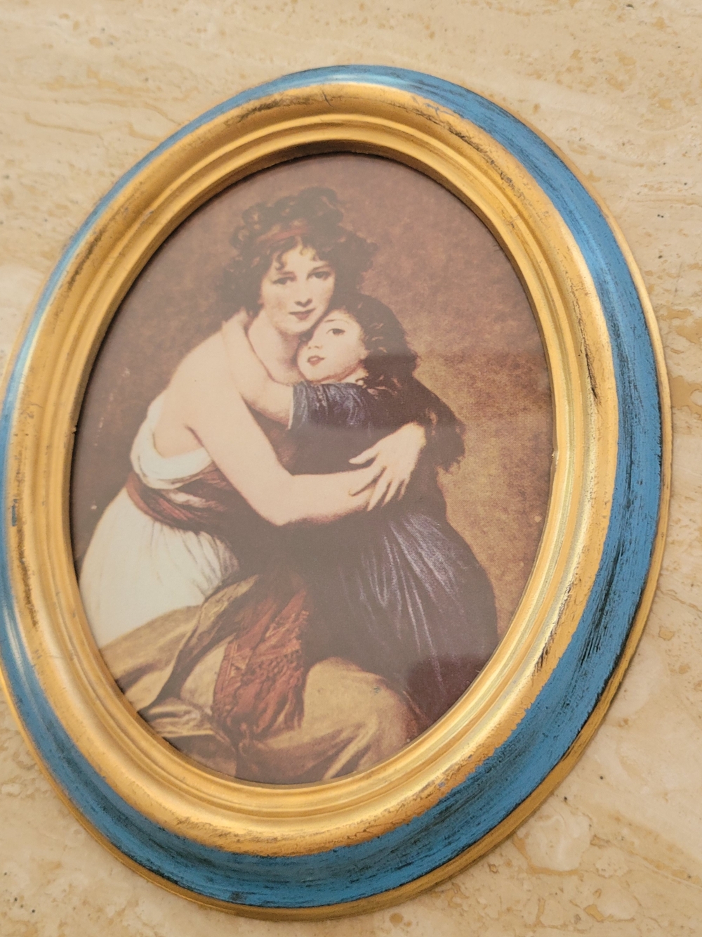Vintage Oval Frame in Blue and Gold